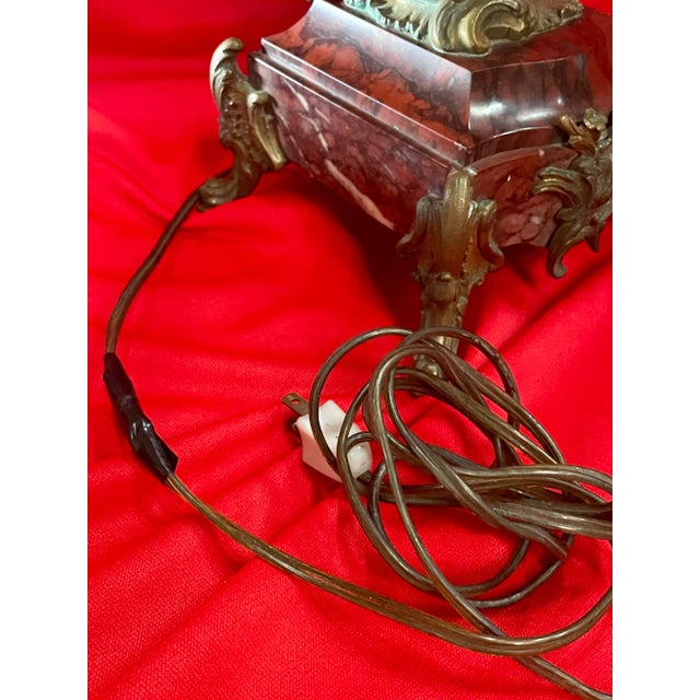 Antique 19th Century Candelabra Lamps, Brass on Heavy Marble - a Pair For Sale - Image 11 of 12