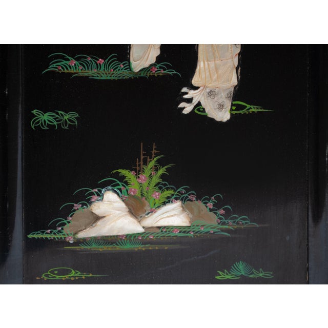 Ebony C. 1920-1940s Chinoiserie Inlaid Coromandel Screen For Sale - Image 8 of 18