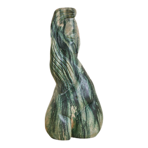 Vintage French Green Marble Female Form Sculpture