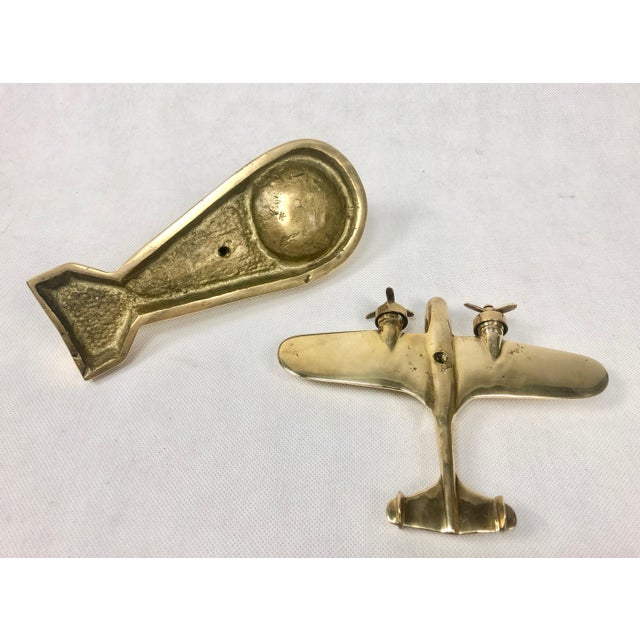 Polish Model PZL37 Łoś Desk Plane with Ashtray in Brass, 1930s For Sale - Image 9 of 15