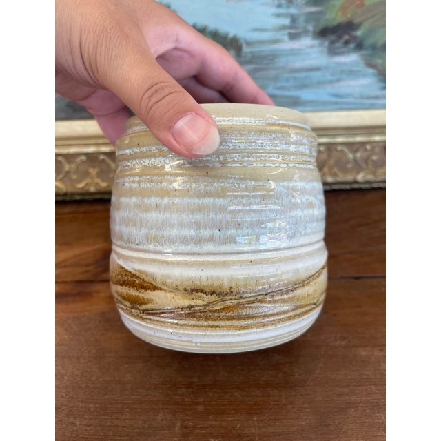 1970s Signed Studio Pottery Stoneware Vessel by Freeburg With Embossed Medallion For Sale In Seattle - Image 6 of 9