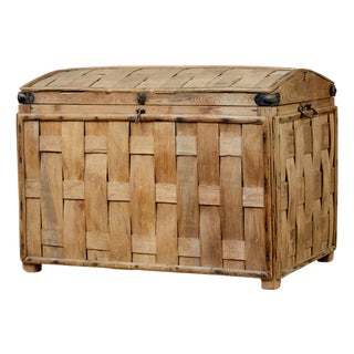 Antique Rustic Scandinavian Hand Woven Storage Box, 1890 For Sale