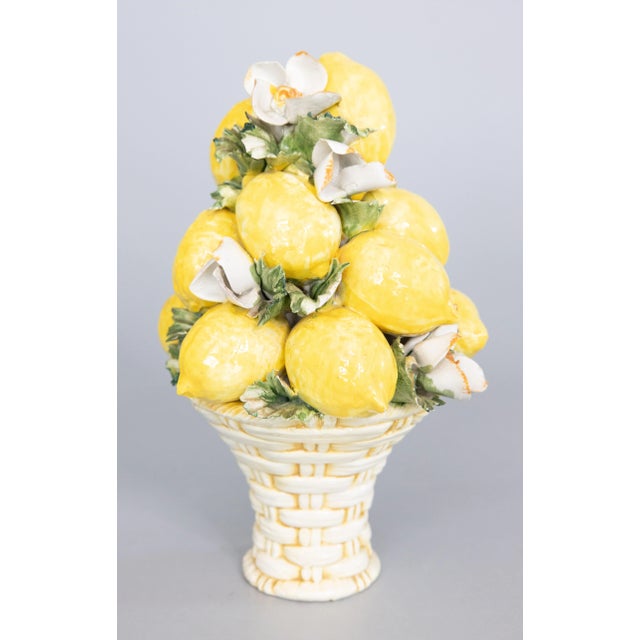 Vintage Italian Majolica Lemons & Flowers Topiary Centerpiece For Sale - Image 10 of 10