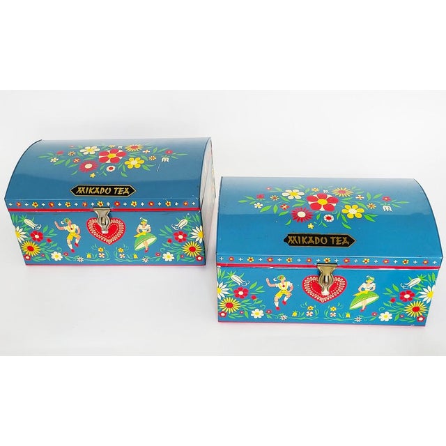 Large Mid-Century Modern Colourful Mikado Tea Tin-Box, 1950s For Sale - Image 6 of 9