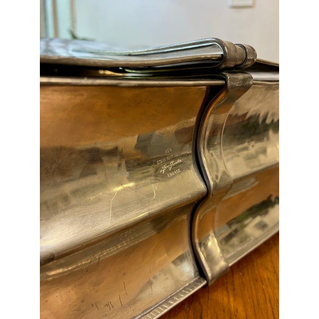 Vintage Jean Goardere Pewter Letter and File Holder Sleek Desk Organizer Made in France For Sale - Image 10 of 12