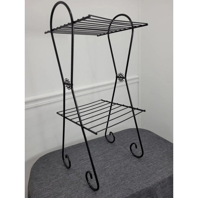 Metal 1960s Mid-Century Modern Black Metal Telephone Stand For Sale - Image 7 of 9