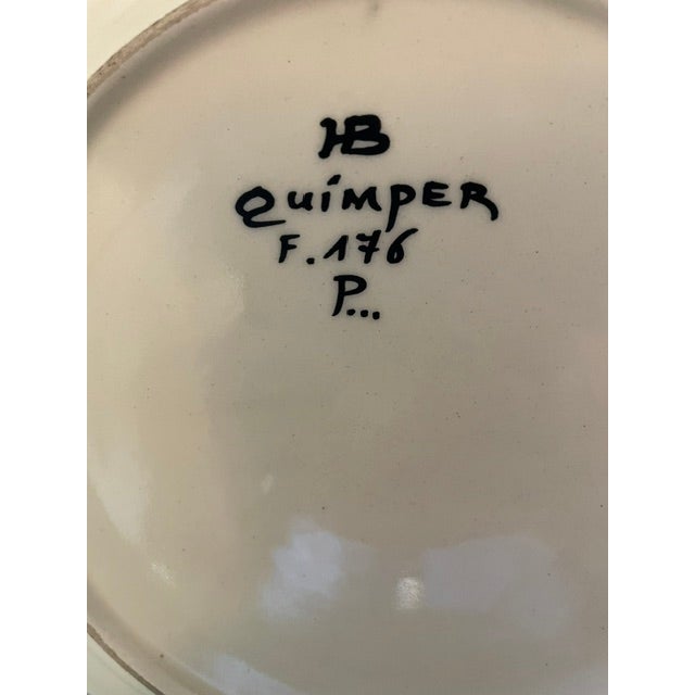 One of a kind Quimper broderie plate extravagantly decorated accented with raised white and copper dots and Celtic swirls....