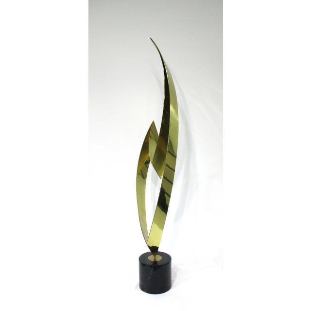 Curtis Jere Large Brass and Marble Flame Sculpture For Sale - Image 12 of 12