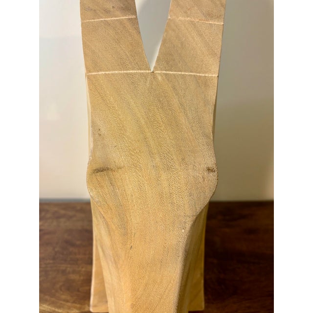 Wood Vintage Mid-Century Modern Handmade Wood Ram’s Head Sculpture For Sale - Image 7 of 8