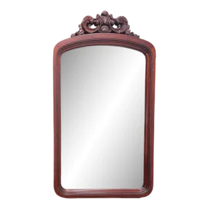 Vintage Chinoiserie Style Carved Mahogany Wall Mirror