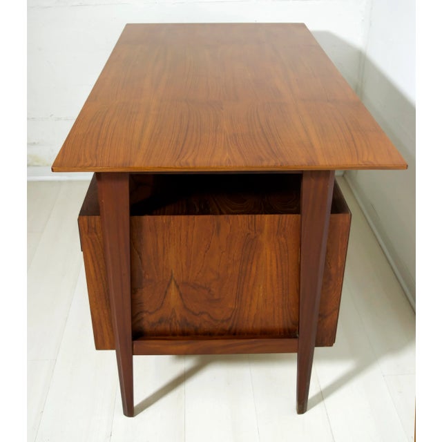 Brown Italian Set with Teak Desk & Chair by Vittorio Dassi, 1950s, Set of 2 For Sale - Image 8 of 18