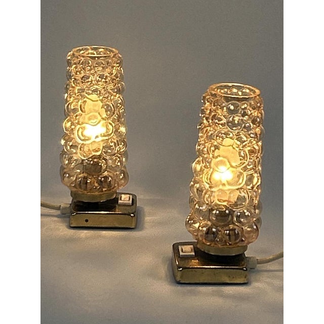 Brass & Bubble Glass Bedside Table Lamps from Teka, Germany, 1950s, Set of 2 For Sale - Image 16 of 18
