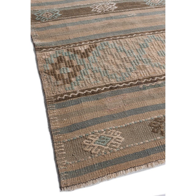 Vintage Circa 1940 Tan Turkish Kilim Flatweave Rug 5ft 1in X 11ft 2in For Sale - Image 11 of 14