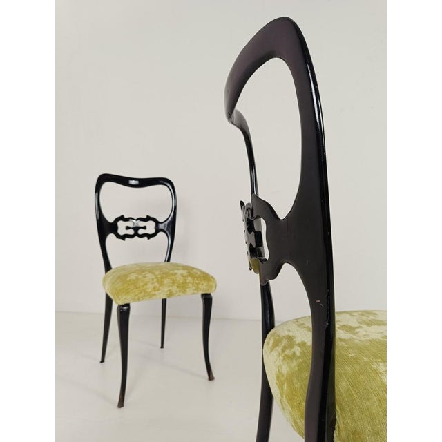 Black Mid-Century Italian Chinese Chippendale Style Lacquered Chairs, 1950s, Set of 6 For Sale - Image 8 of 18