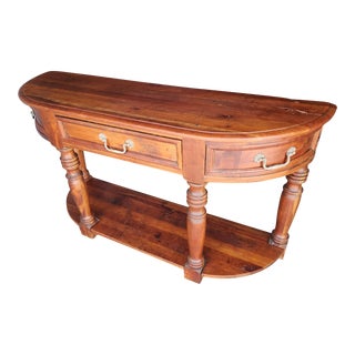 Vintage Custom French Country Solid Wood Console Table For Sale