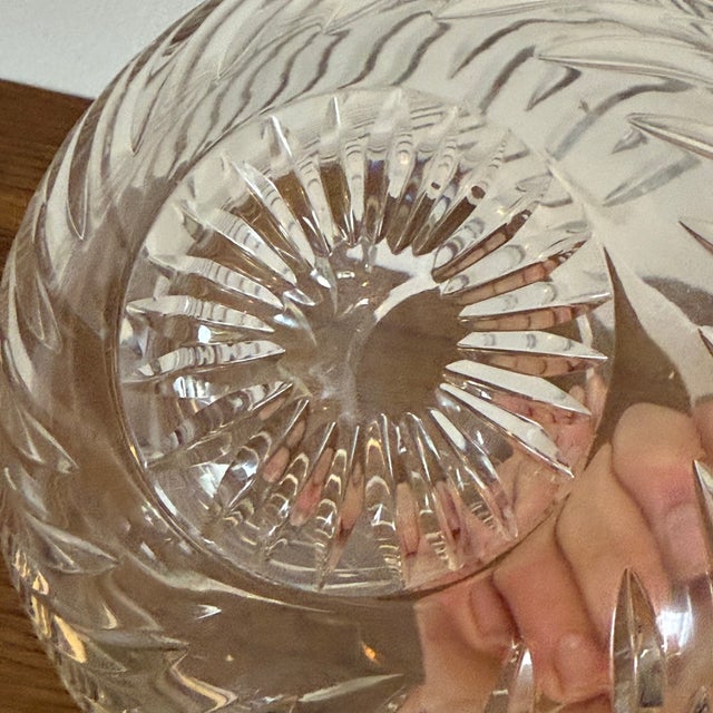 Vintage Cut Crystal Fish Bowl / Vase - Heavy Swirl Cut Glass Decorative Bowl For Sale - Image 4 of 5