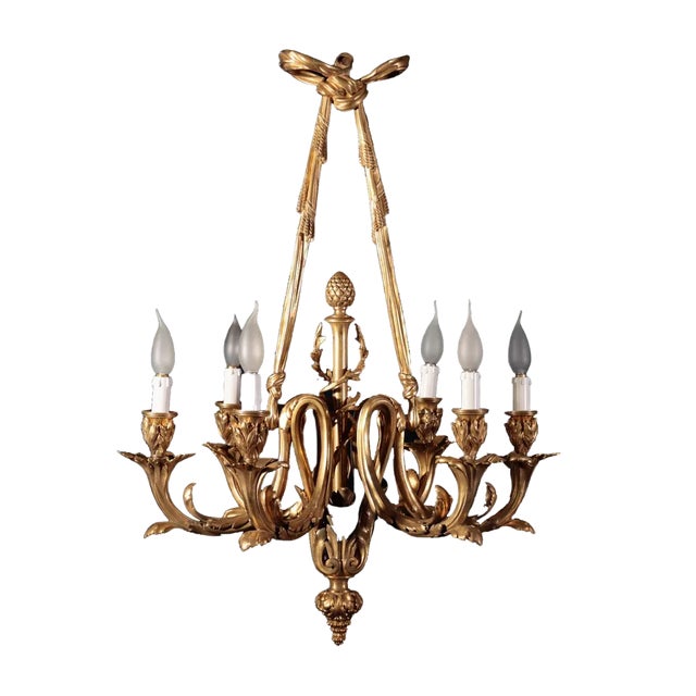 Napoleon III Gilded Bronze Chandelier, Paris, France, 1800s For Sale
