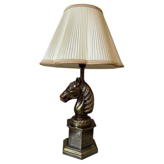 20th Century French Desk Lamp with a Brass Horse Head, 1960s For Sale