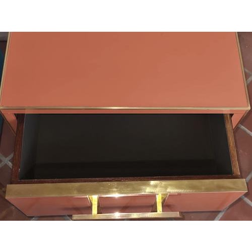 Contemporary Birch Bedside Tables in Mirror Glass & Brass by Justfurnituress, Set of 2 For Sale - Image 3 of 6