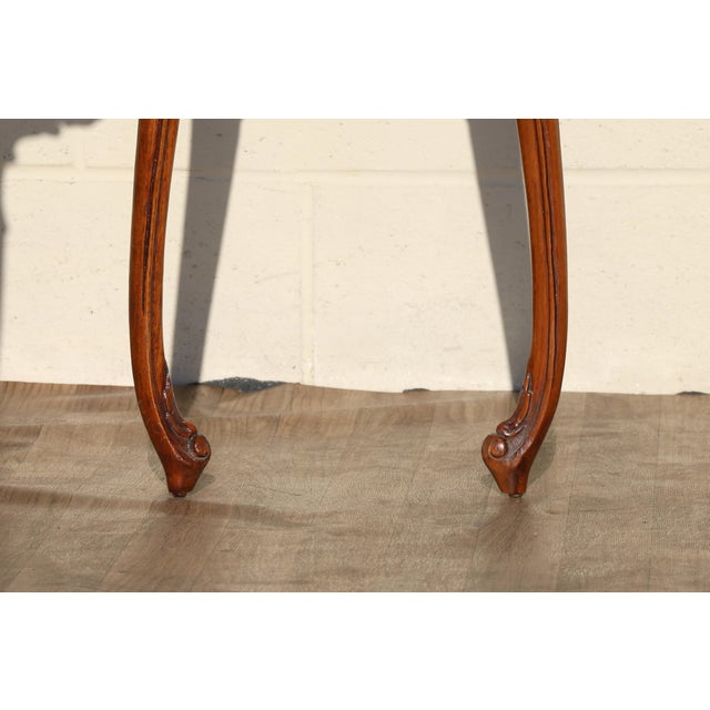 Pair of Louis XV Style Marquetry Side Tables/End Tables | French Rococo Revival Carved Wood For Sale - Image 16 of 18