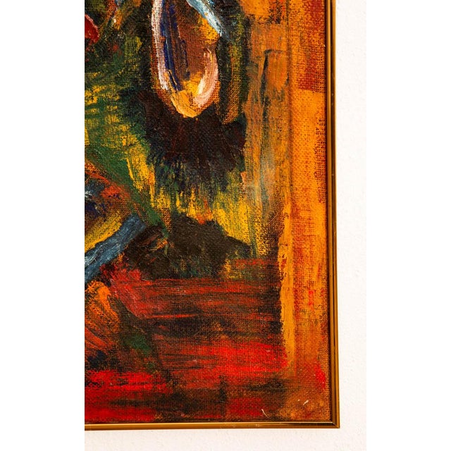 Mid Century Modern Wall Art Bird Portrait Abstract Orange Black Yellow Square For Sale - Image 11 of 12