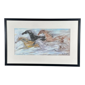 Vintage Ettore Ted DeGrazia Free as the Wind Framed Southwestern Horse Art Print