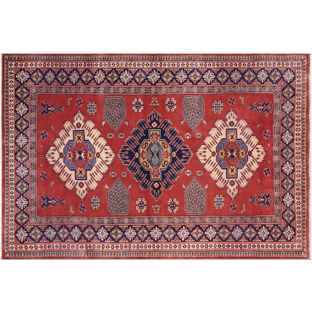Blue Shabby Chic Shirwan Rust/Blue Wool Rug - 4'6''x6'1'' For Sale - Image 8 of 10