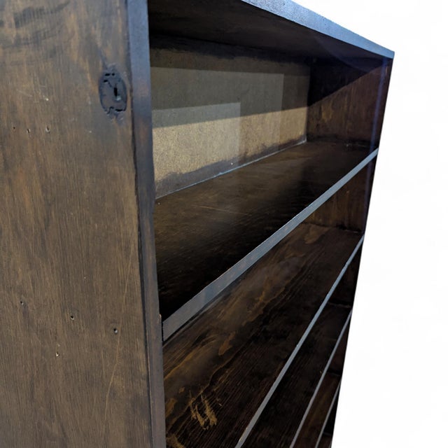 Vintage Pine Five-Shelf Bookcase, 73-Inch Rustic Open Display Cabinet For Sale - Image 15 of 18