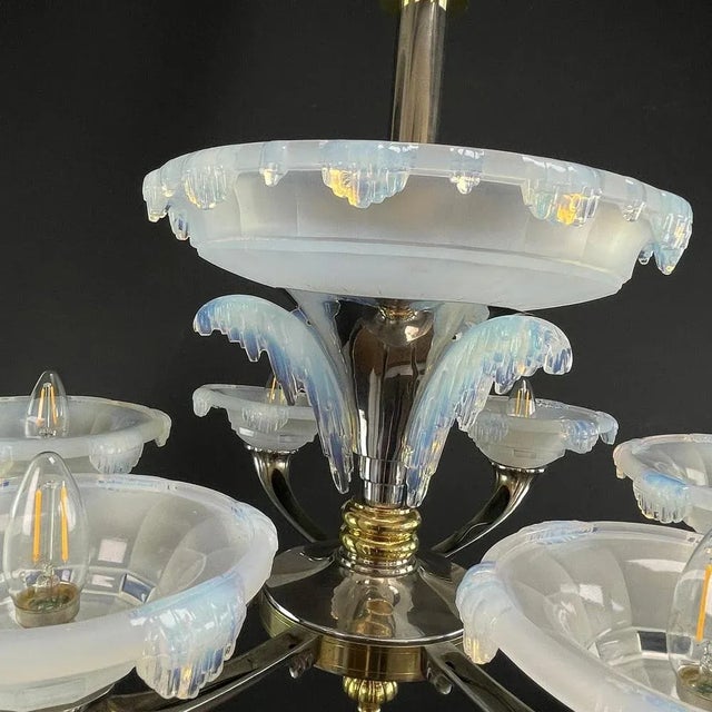 Large Art Deco Chandelier attributed to Boris Lacroix for Ezan, 1930s For Sale - Image 6 of 13
