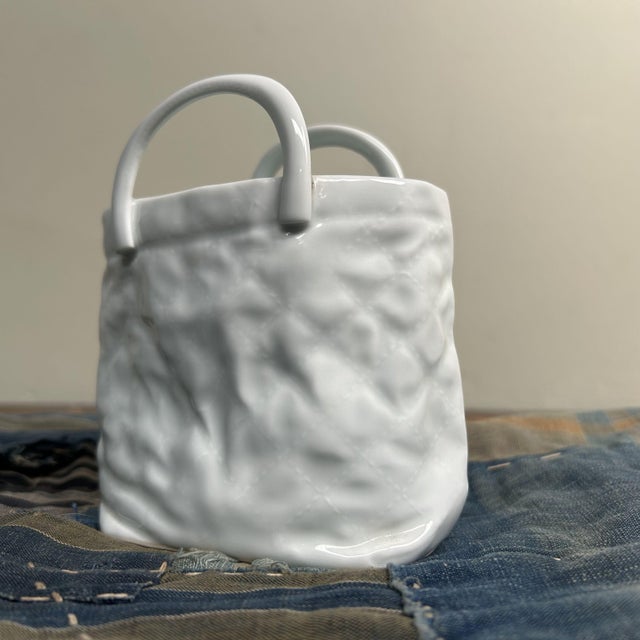 Porcelain Handbag Vase by Pierrot for Hasami Ware, 1980s For Sale - Image 9 of 11