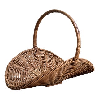 Vintage Rustic European-Style Flower Gathering Basket For Sale