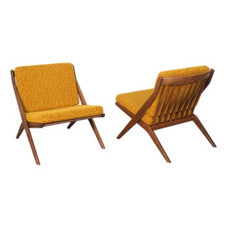 Pair Folke Ohlsson for Dux Scissor Sculptural Lounge Chairs For Sale