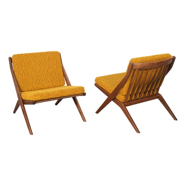 Pair Folke Ohlsson for Dux Scissor Sculptural Lounge Chairs For Sale