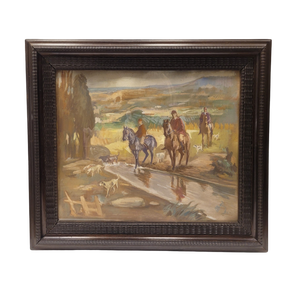 Pedro Mozos, Hunting Day, 1950s, Tempera on Cardboard