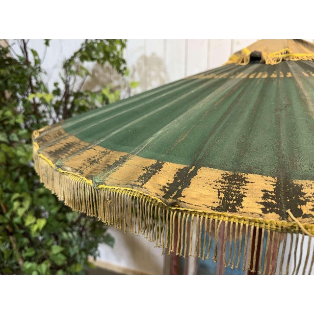 Indonesian Parasol in Wallpaper, Wood and Wool, 1950s For Sale - Image 13 of 14