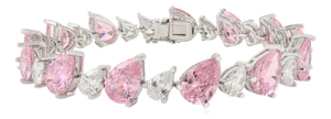 Modern 925 Silver Statement Tennis Bracelet With Pear-Shaped Pink or White Cz Stones