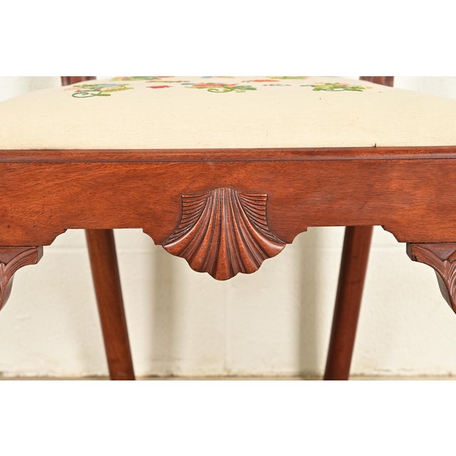 Brown Baker Furniture Style Chippendale Carved Mahogany Side Chair or Dining Chair For Sale - Image 8 of 13