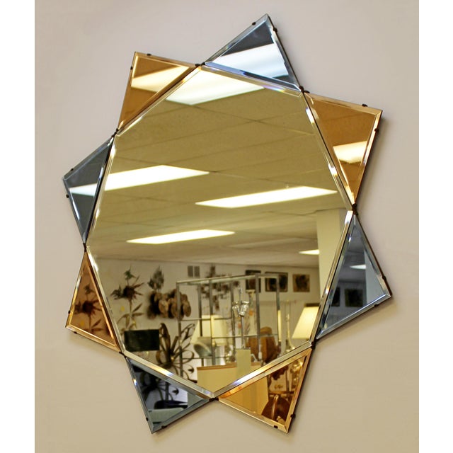 Vintage Art Deco Large Tone Diamond Star Shaped Wall Mirror Chairish