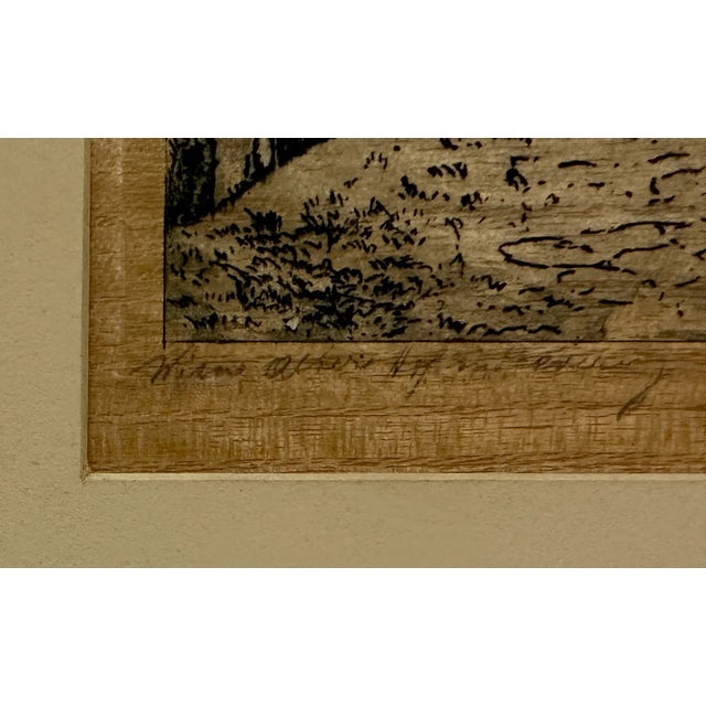 English European Village Scene, Etching on Wood Paper, Pencil Signed, Early 20th Century For Sale - Image 3 of 8