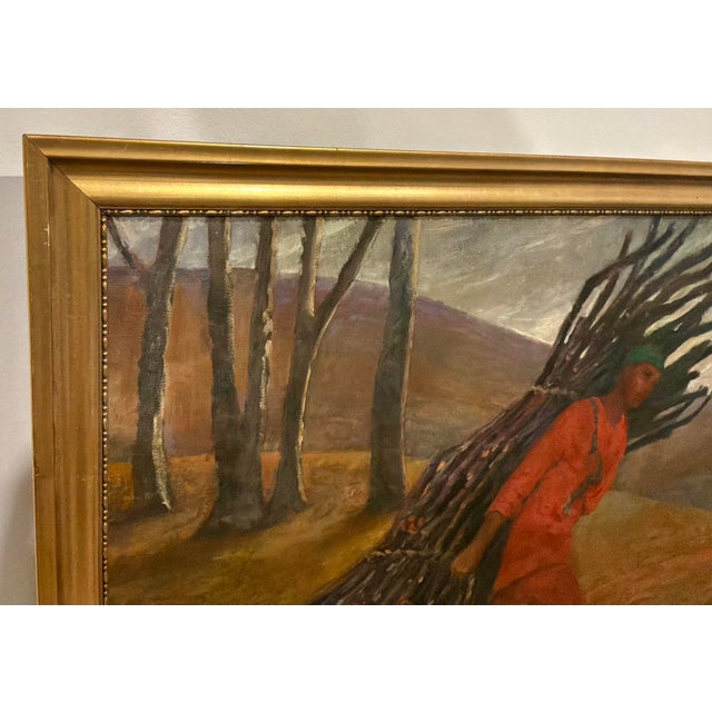 Folk Art Antique “Bundle of Branches” Signed Painting For Sale - Image 3 of 6