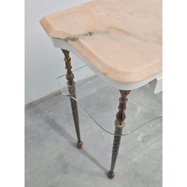 Hollywood Regency Nightstands in Bronze with Pink Marble Tops, 1950s, Set of 2 For Sale - Image 11 of 14