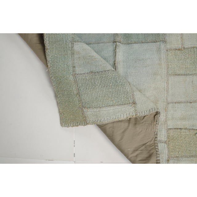 Light Green Oushak Wool Carpet For Sale - Image 6 of 10