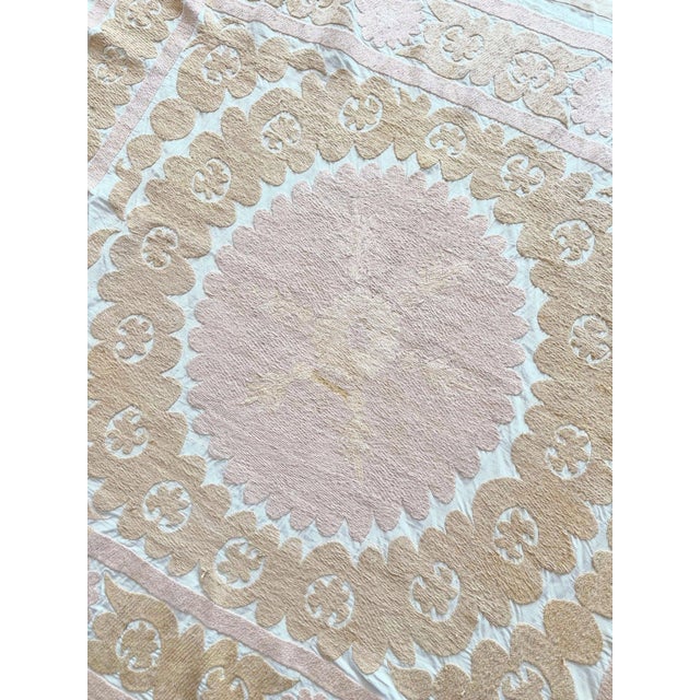 Textile Suzani Wall Hanging - Vintage Hand-Embroidered Embroidery 4'4'' X 5'4'' For Sale - Image 7 of 8