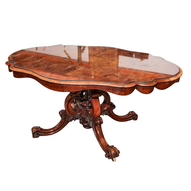 Antique English Burr Walnut Breakfast or Center Table For Sale - Image 4 of 5