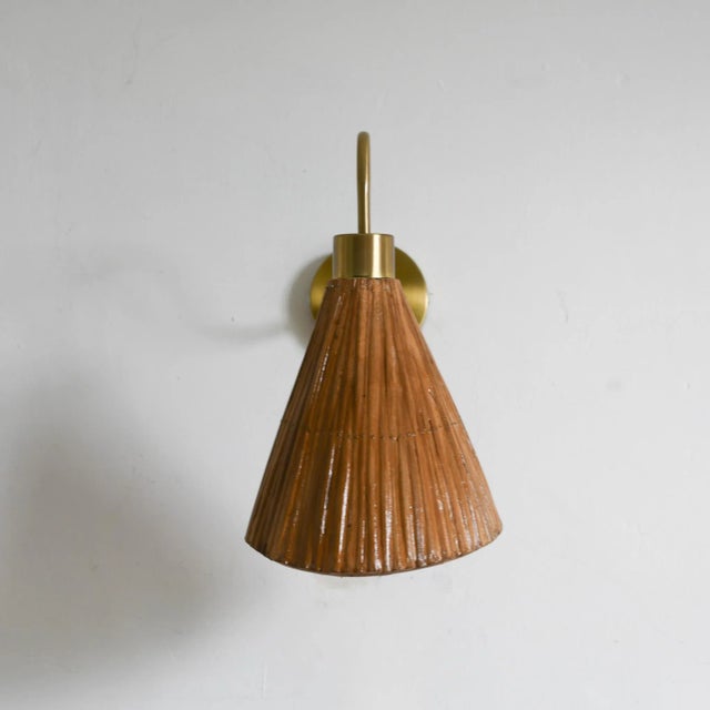 Mid-Century Modern Pencil Reed Cone Wall Sconce | Chairish