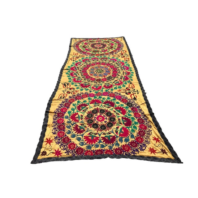 Handmade Suzani Large Silk Tablecloth Tapestry For Sale