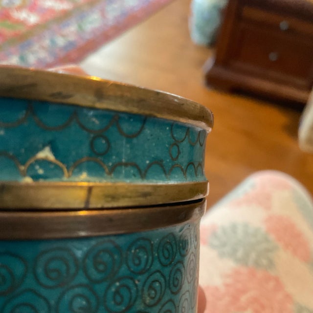 Chinoiserie Turquoise Cloissone Box With Cherry Blossoms For Sale In Reno/Lake Tahoe - Image 6 of 6