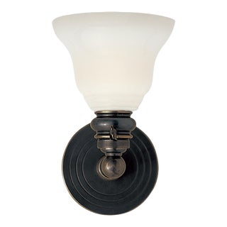 Chapman & Myers for Visual Comfort Signature Boston Functional Single Light in Bronze with White Glass For Sale