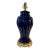 Vintage Hollywood Regency Cobalt Blue Fluted Ginger Jar Table Lamp on Brass Stand For Sale