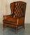 Set of Chesterfield Tufted Wingback Chairs in Brown Leather For Sale - Image 16 of 18